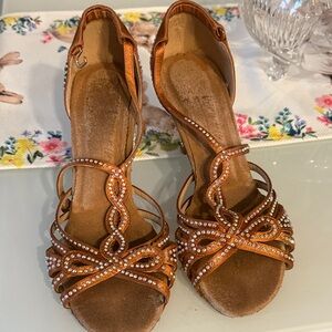 Embellished Copper Strappy Women's Dress dancing shoes